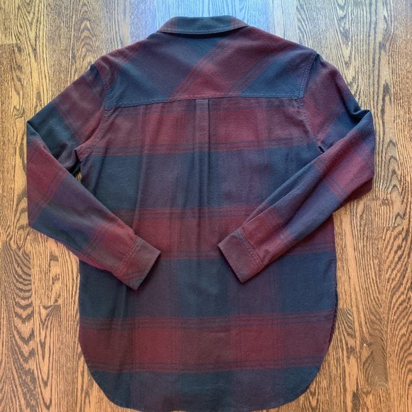 Athleta Burgundy and Black Plaid Button-Down Shirt - Picture 2 of 6